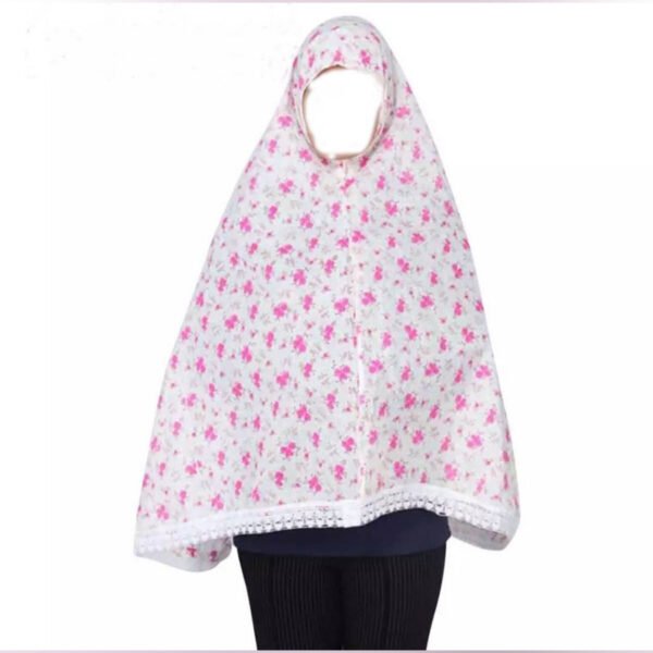 Cotton Namaj Hijab with Lace in Beige