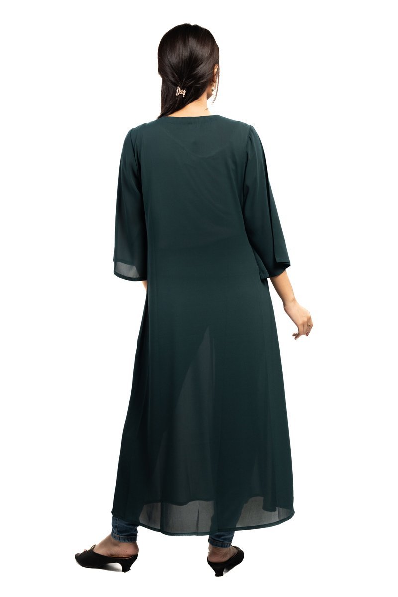Jade Green Georgette Karchupi Ornamented Gown