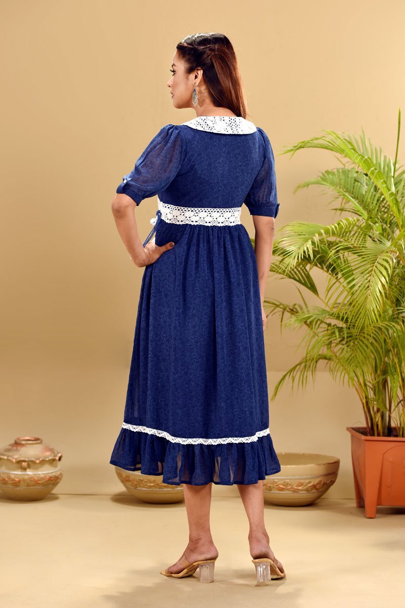 Denim Blue Georgette Gown