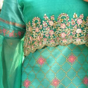 Chilli Green Dupion & Organza Silk Kurti