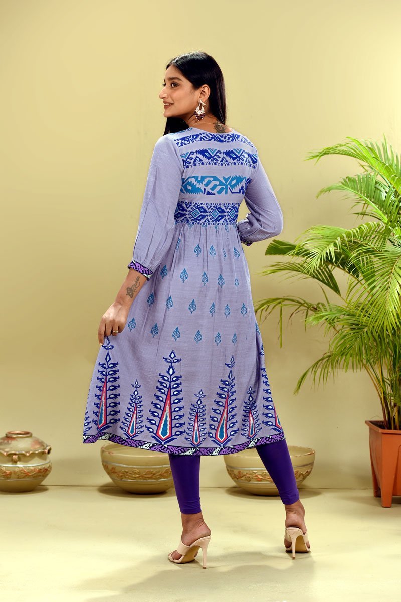 Lavender Georgette Printed Kurti