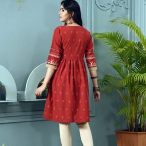 Burgundy Georgette Printed Kurti