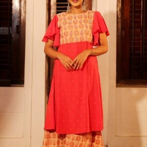 Georgette Printed Embroidered & Karchupi Ornamented Kurti with Palazzo