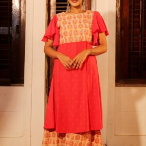 Georgette Printed Embroidered & Karchupi Ornamented Kurti with Palazzo