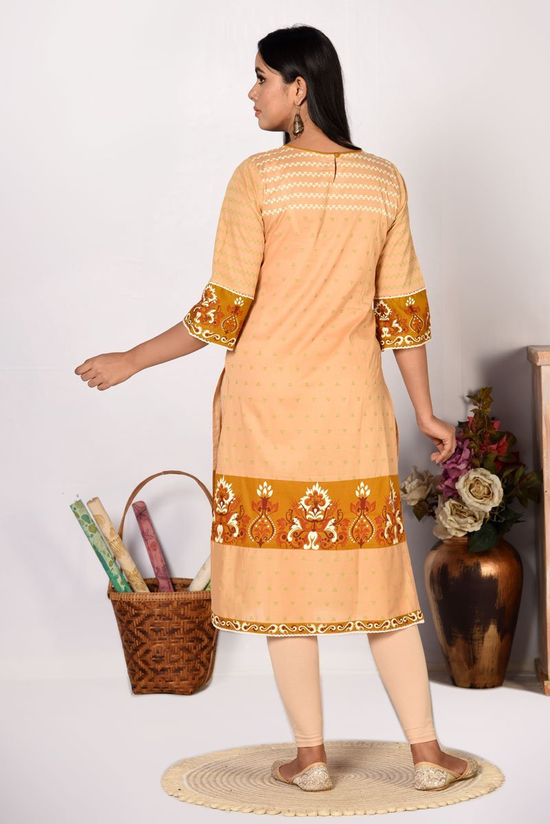 Sepia Voile Printed Kurti