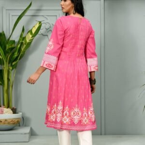 Pale Pink Voile Printed Kurti