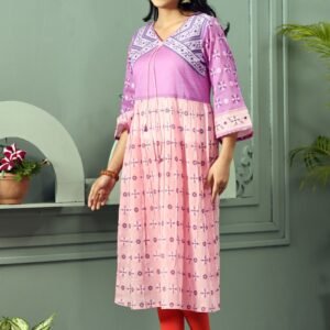 Lilac Voile Printed Kurti
