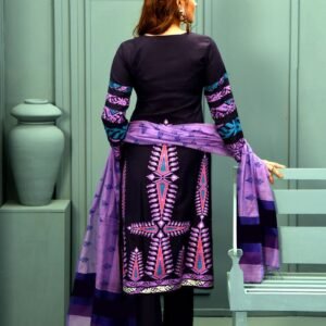Dark Navy Blue Georgette Printed & Embroidered Salwar Kameez Set
