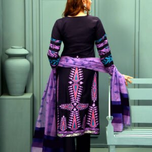 Dark Navy Blue Georgette Printed & Embroidered Salwar Kameez Set
