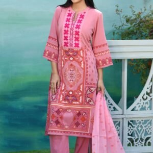 Mauve Pink Georgette Printed & Hand Embroidered Salwar Kameez Set