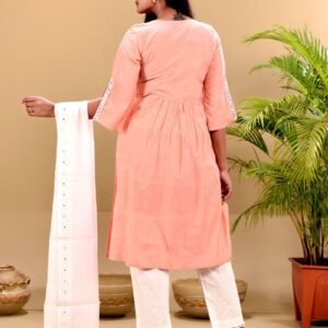 Peach Joysree Silk Printed & Embroidered Salwar Kameez Set