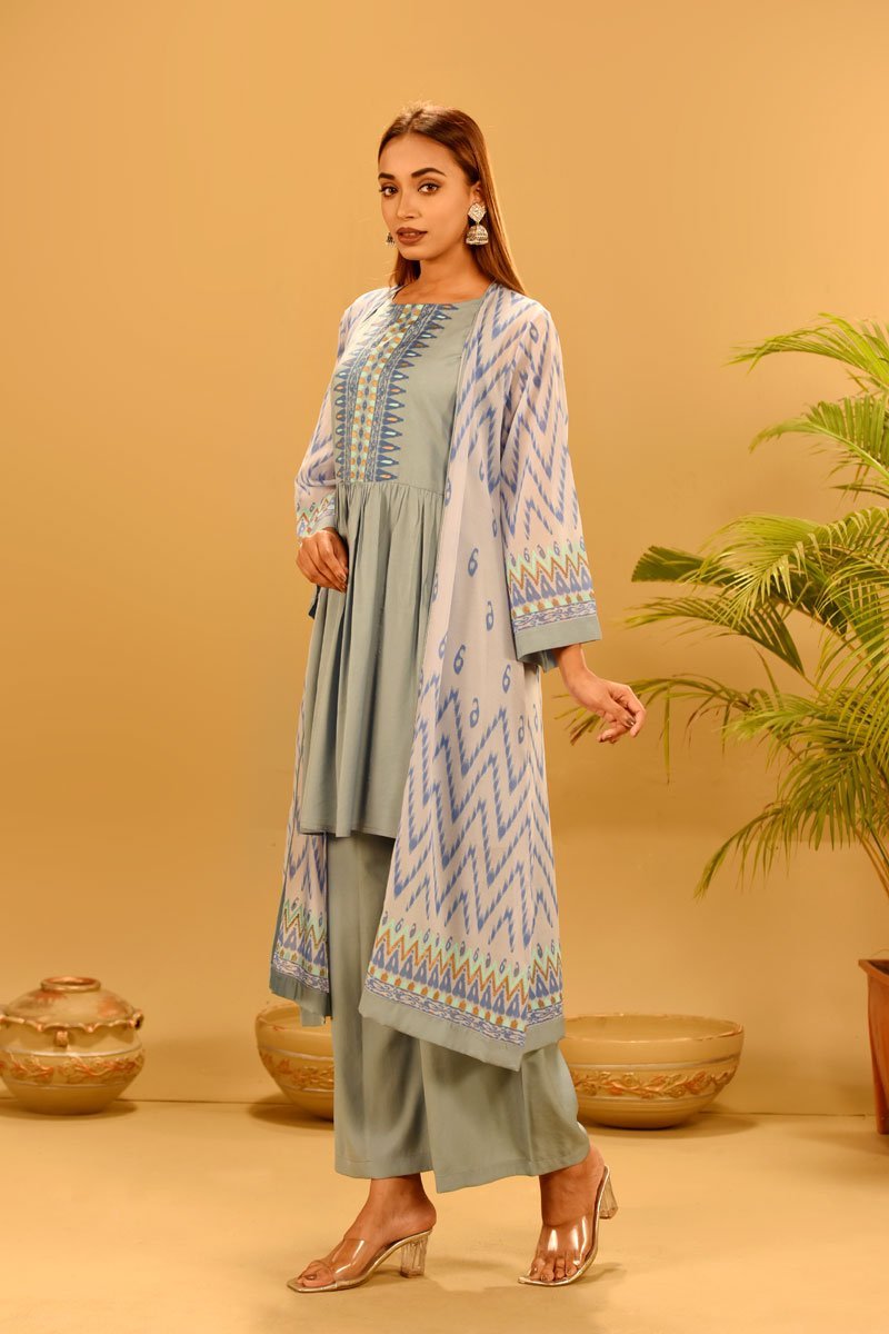 Georgette Coaty Comes with Silk top & Pant