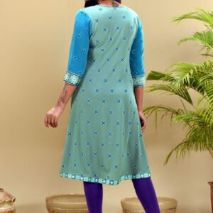 Java Green Crepe Georgette Printed & Embroidered Tunic