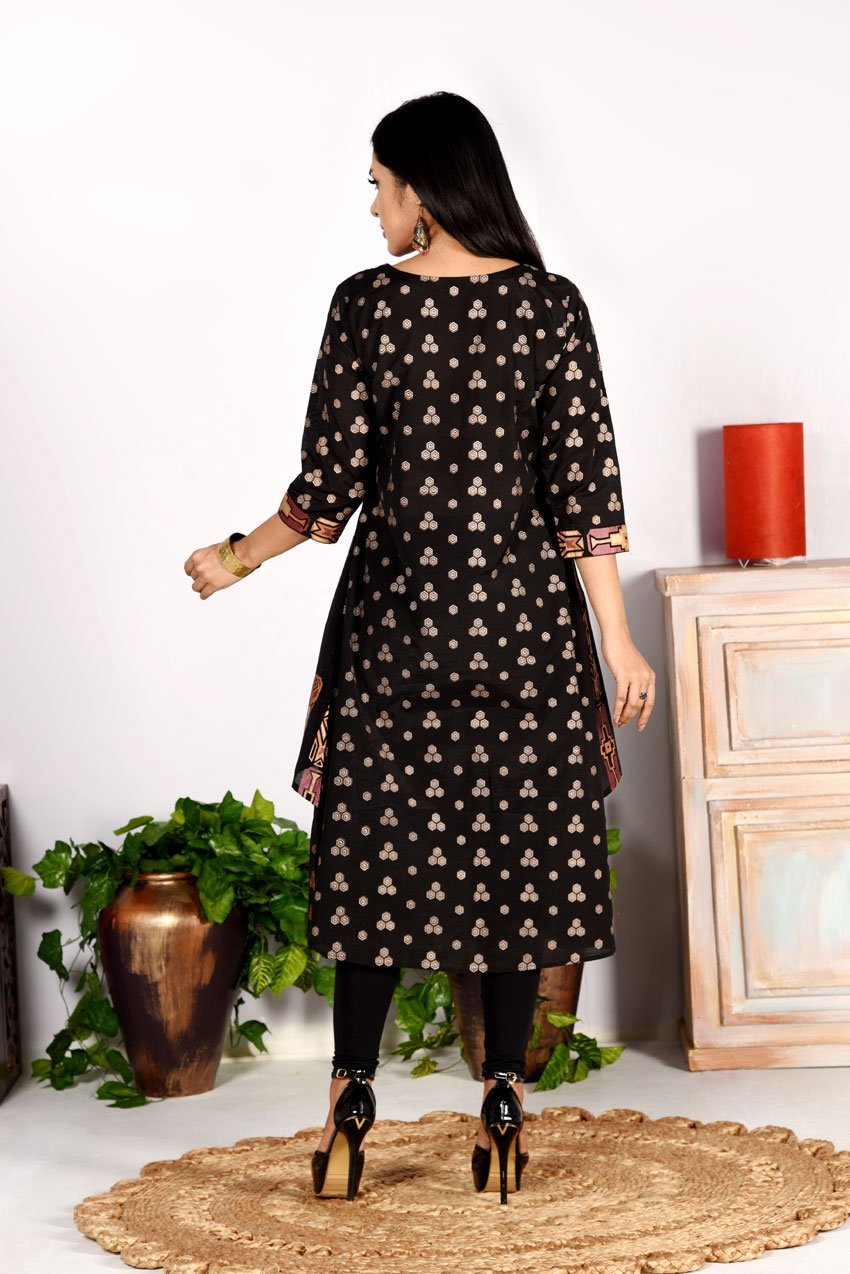 Black Joysree Silk Printed Tunic