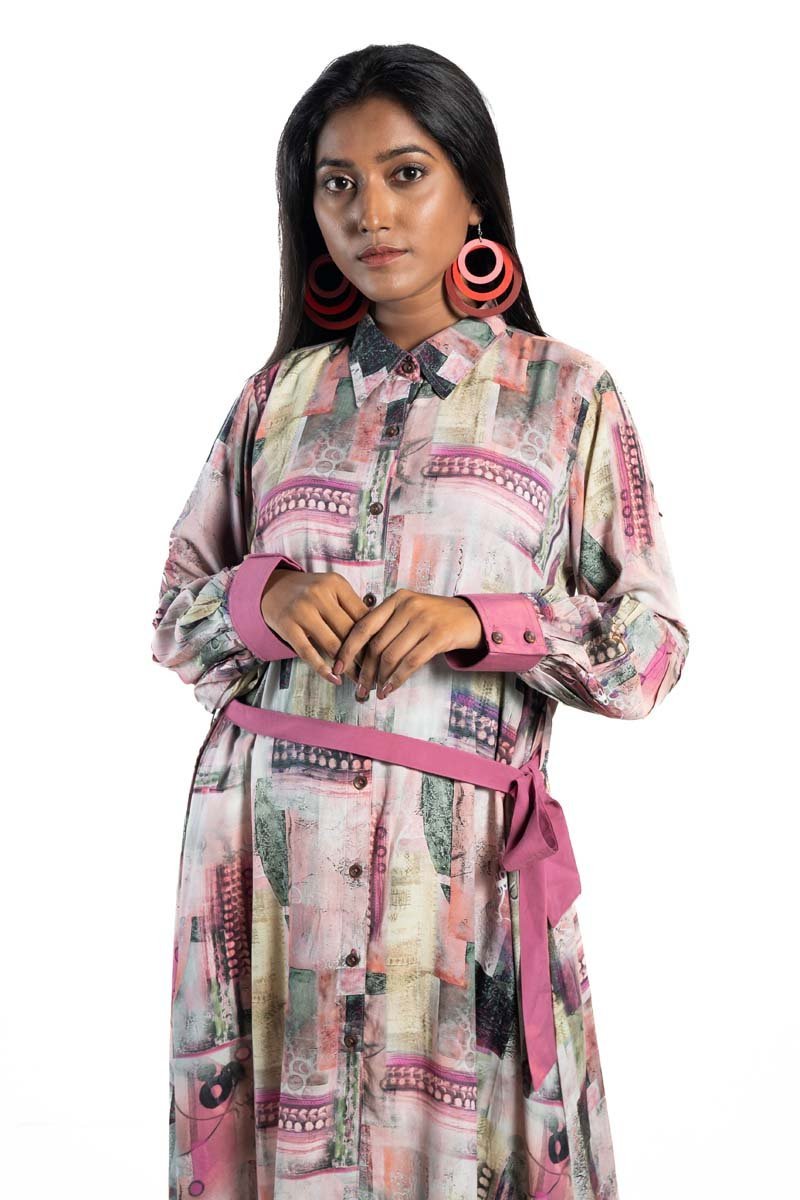 Multicolour Linen Kurti