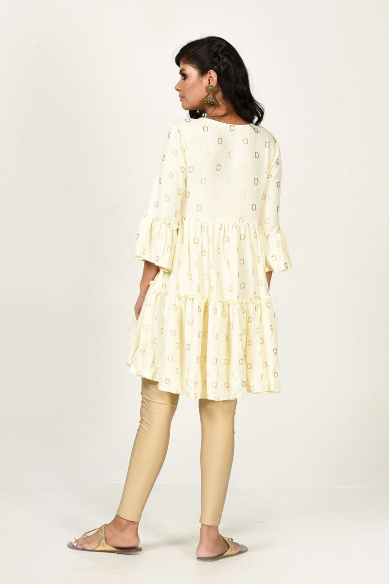 Cream Swiss Cotton Printed Top
