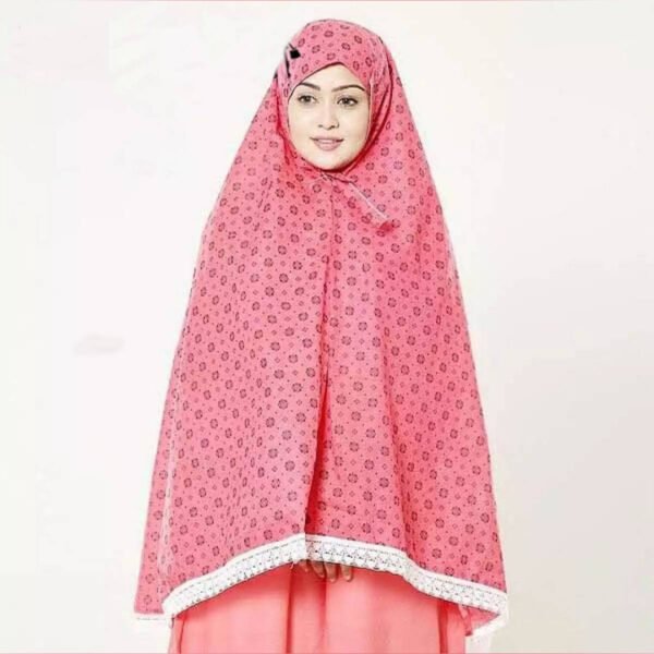 Cotton Namaj Hijab with Lace in Hot Pink