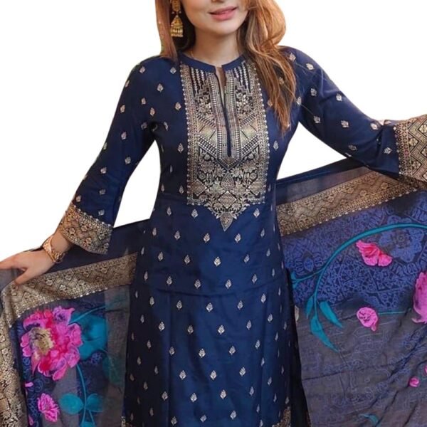 Afsan pure cotton three-piece neckline and orna detail