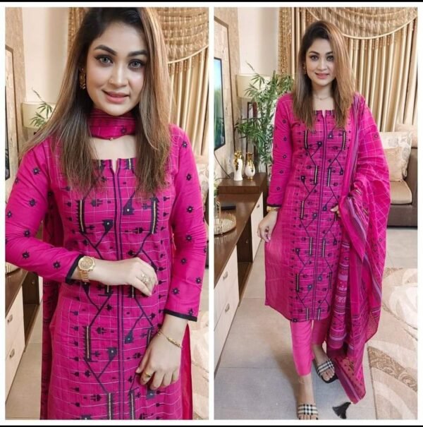 Afsan pure cotton three-piece in Coffee